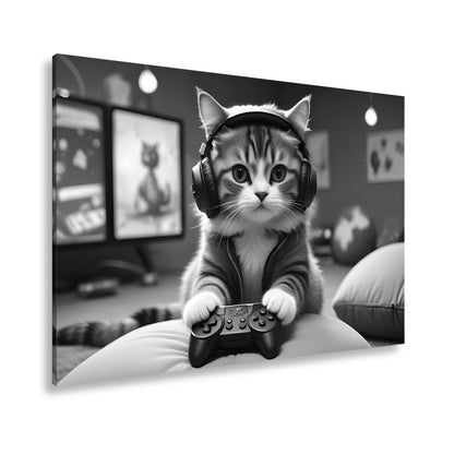 Leinwandbild Gamer - Katze – flauschig, fokussiert, voll im Flow. - deyoli