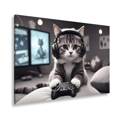 Leinwandbild Gamer - Katze – flauschig, fokussiert, voll im Flow. - deyoli