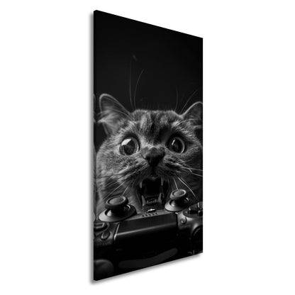 Leinwandbild Gamer - Katze im Rage - Modus – Krallen statt Controller. - deyoli