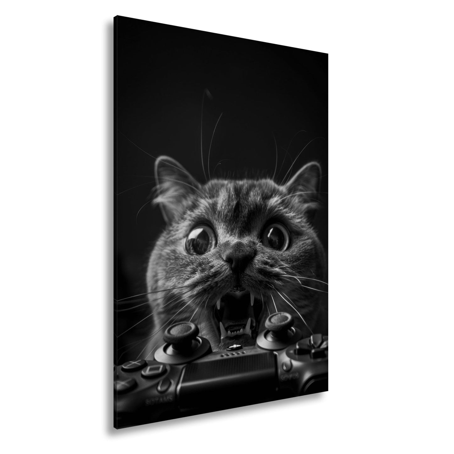 Leinwandbild Gamer - Katze im Rage - Modus – Krallen statt Controller. - deyoli