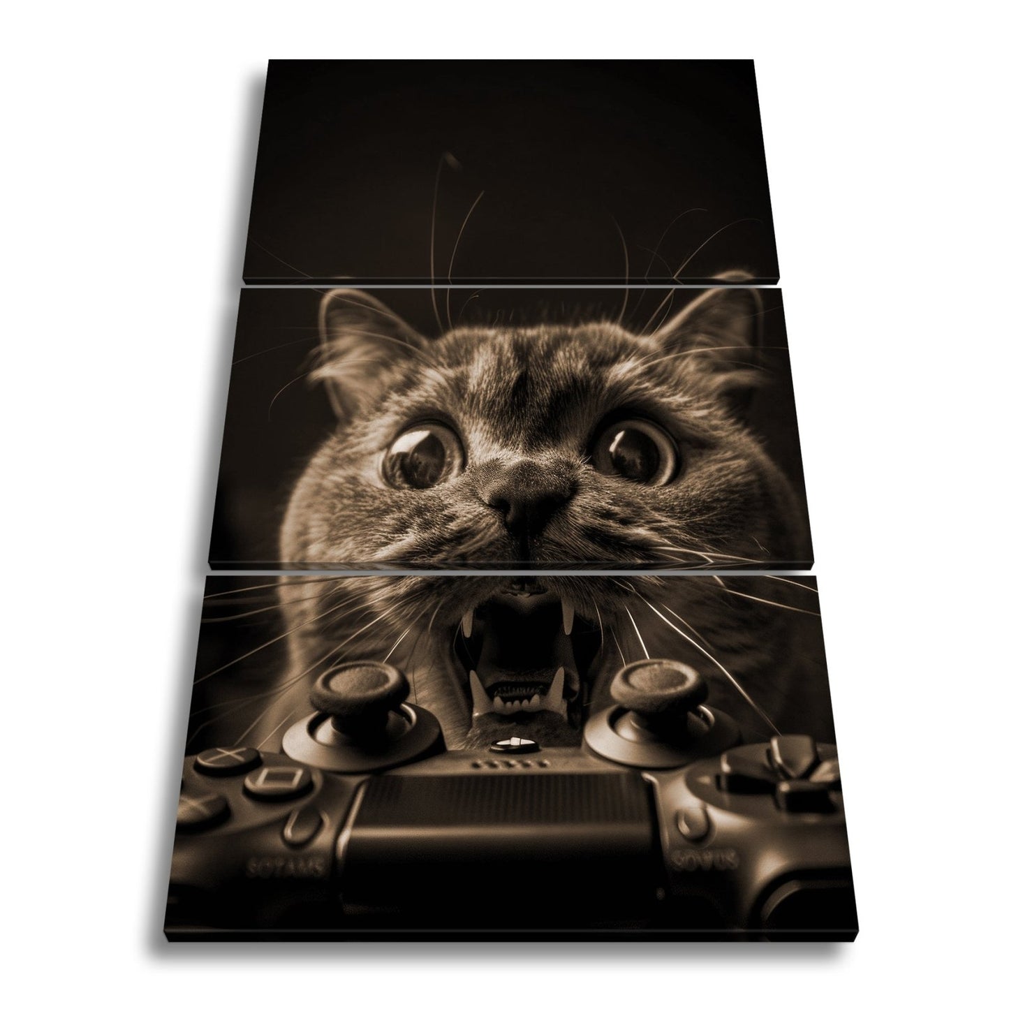Leinwandbild Gamer - Katze im Rage - Modus – Krallen statt Controller. - deyoli