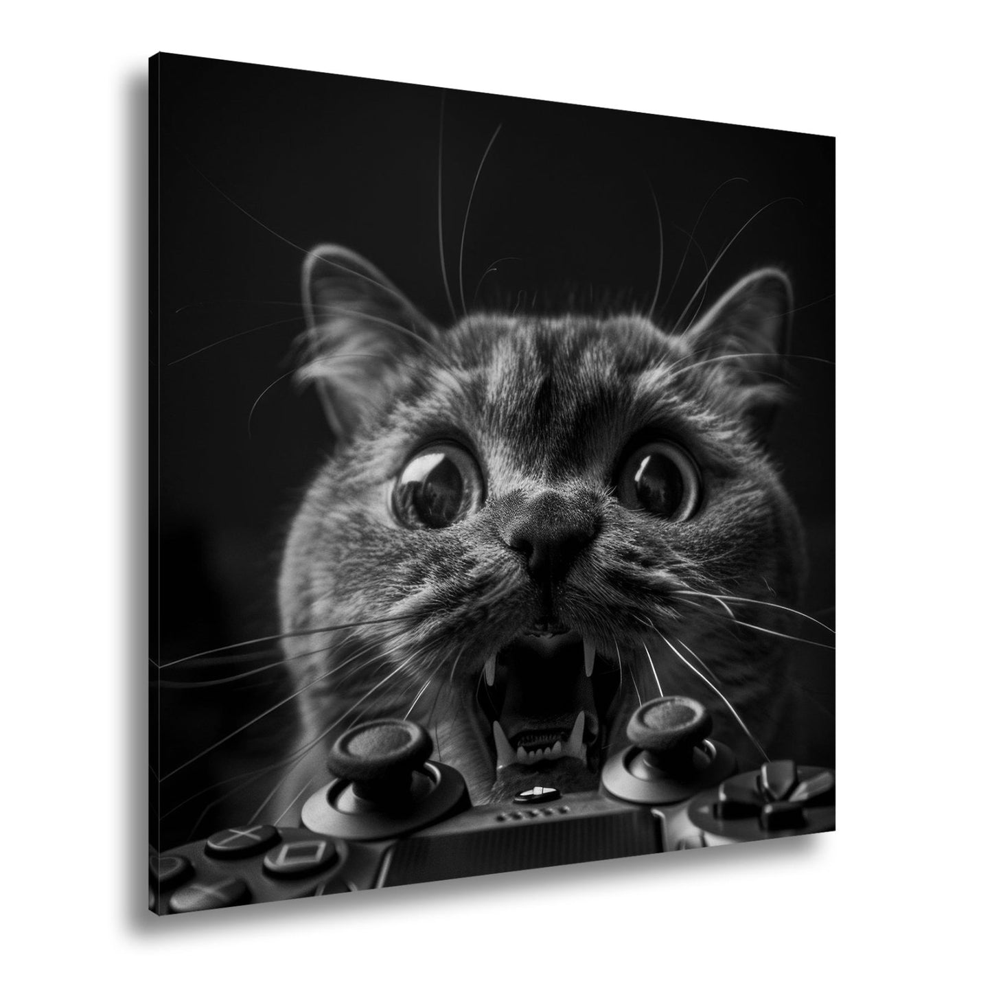 Leinwandbild Gamer - Katze im Rage - Modus – Krallen statt Controller. - deyoli