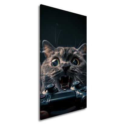 Leinwandbild Gamer - Katze im Rage - Modus – Krallen statt Controller. - deyoli