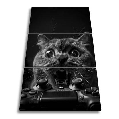 Leinwandbild Gamer - Katze im Rage - Modus – Krallen statt Controller. - deyoli