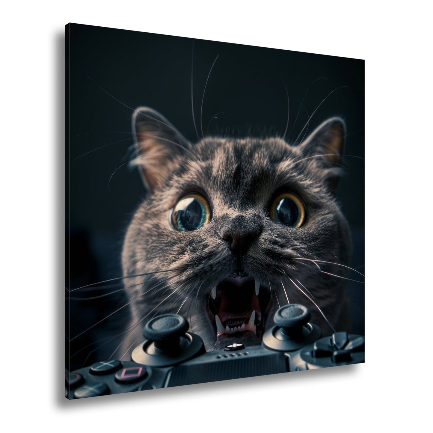 Leinwandbild Gamer - Katze im Rage - Modus – Krallen statt Controller. - deyoli