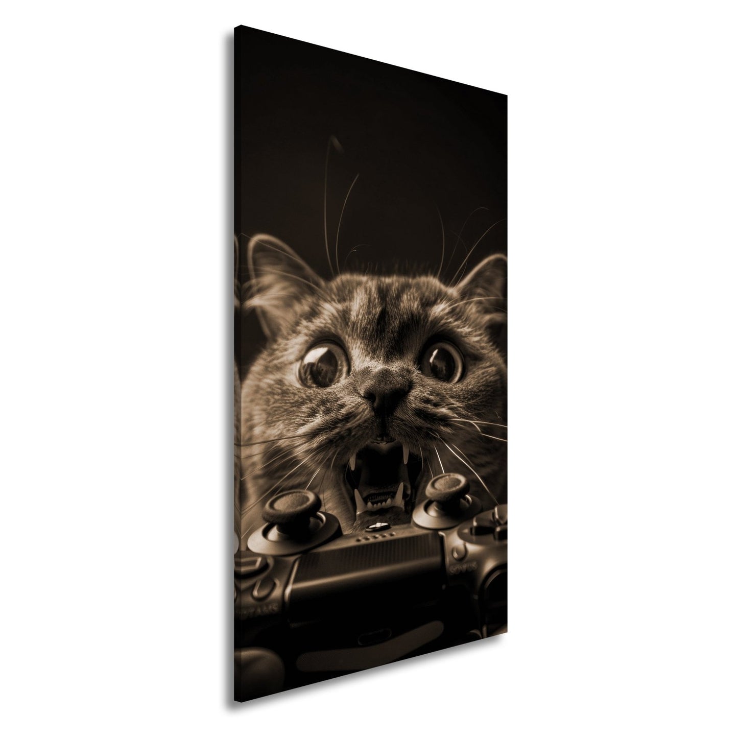 Leinwandbild Gamer - Katze im Rage - Modus – Krallen statt Controller. - deyoli