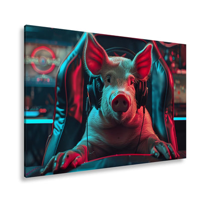 Leinwandbild Gamer - Schwein – bereit für das nächste große Match. - deyoli