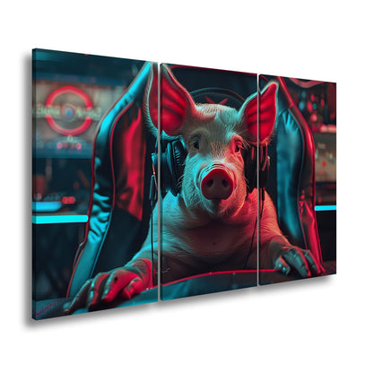 Leinwandbild Gamer - Schwein – bereit für das nächste große Match. - deyoli