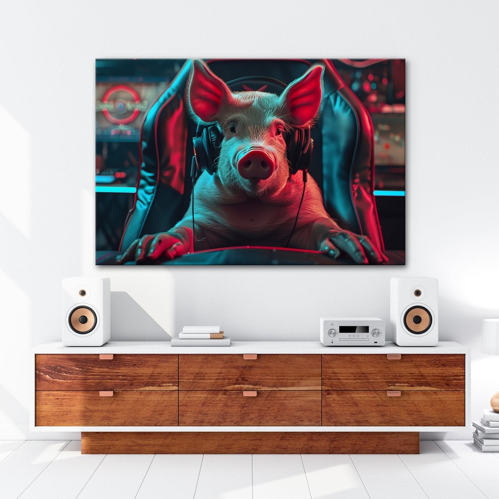 Leinwandbild Gamer - Schwein – bereit für das nächste große Match. - deyoli