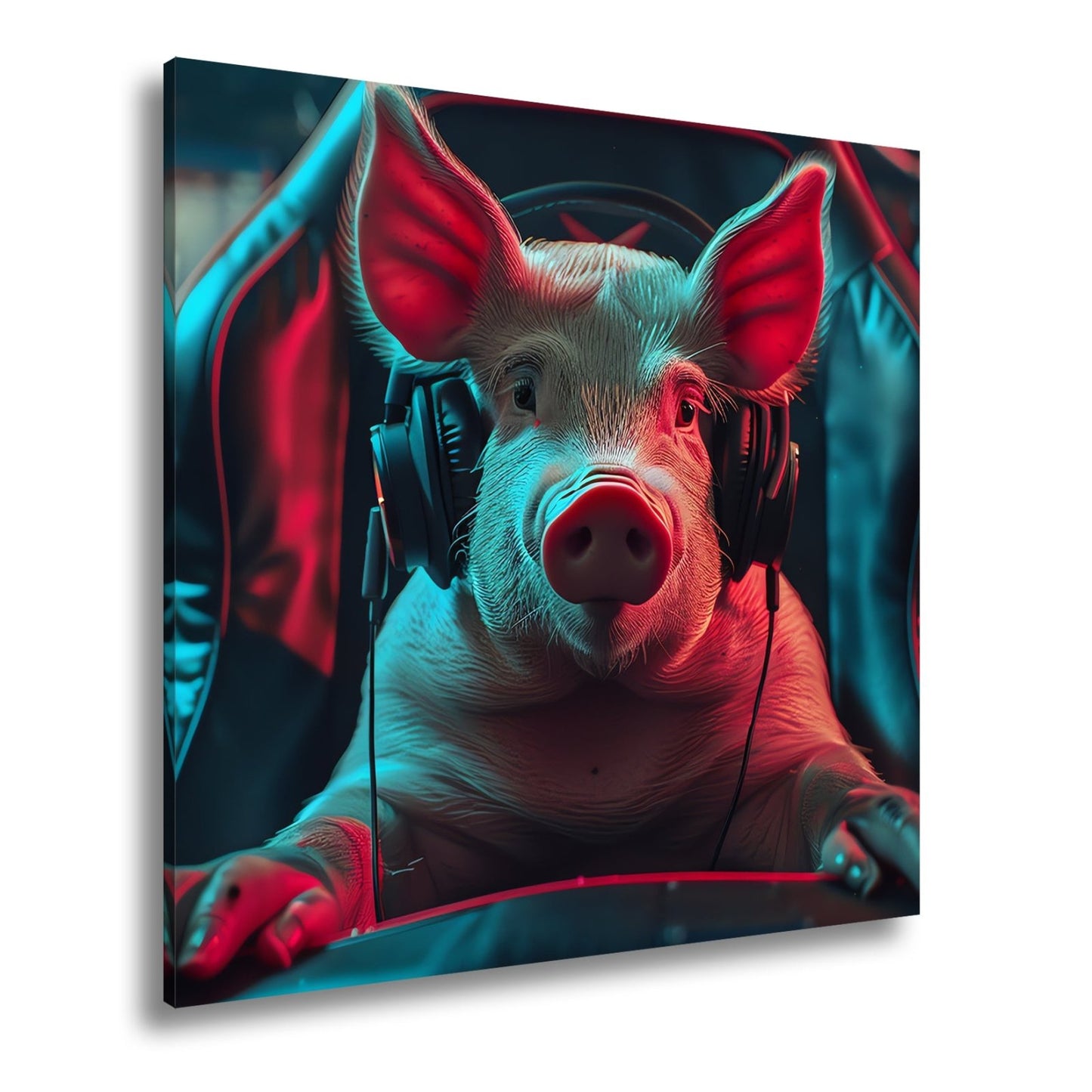 Leinwandbild Gamer - Schwein – bereit für das nächste große Match. - deyoli
