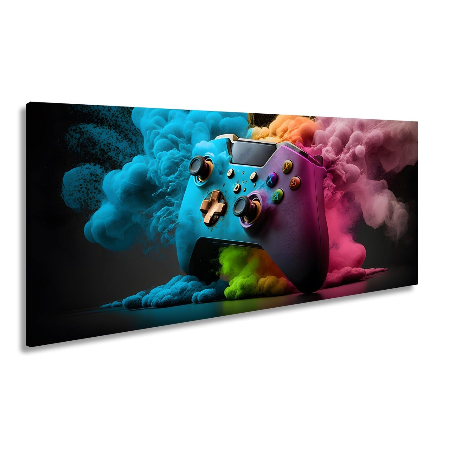 Leinwandbild Gaming trifft Farbe – Controller als Kunst in Bewegung. - deyoli