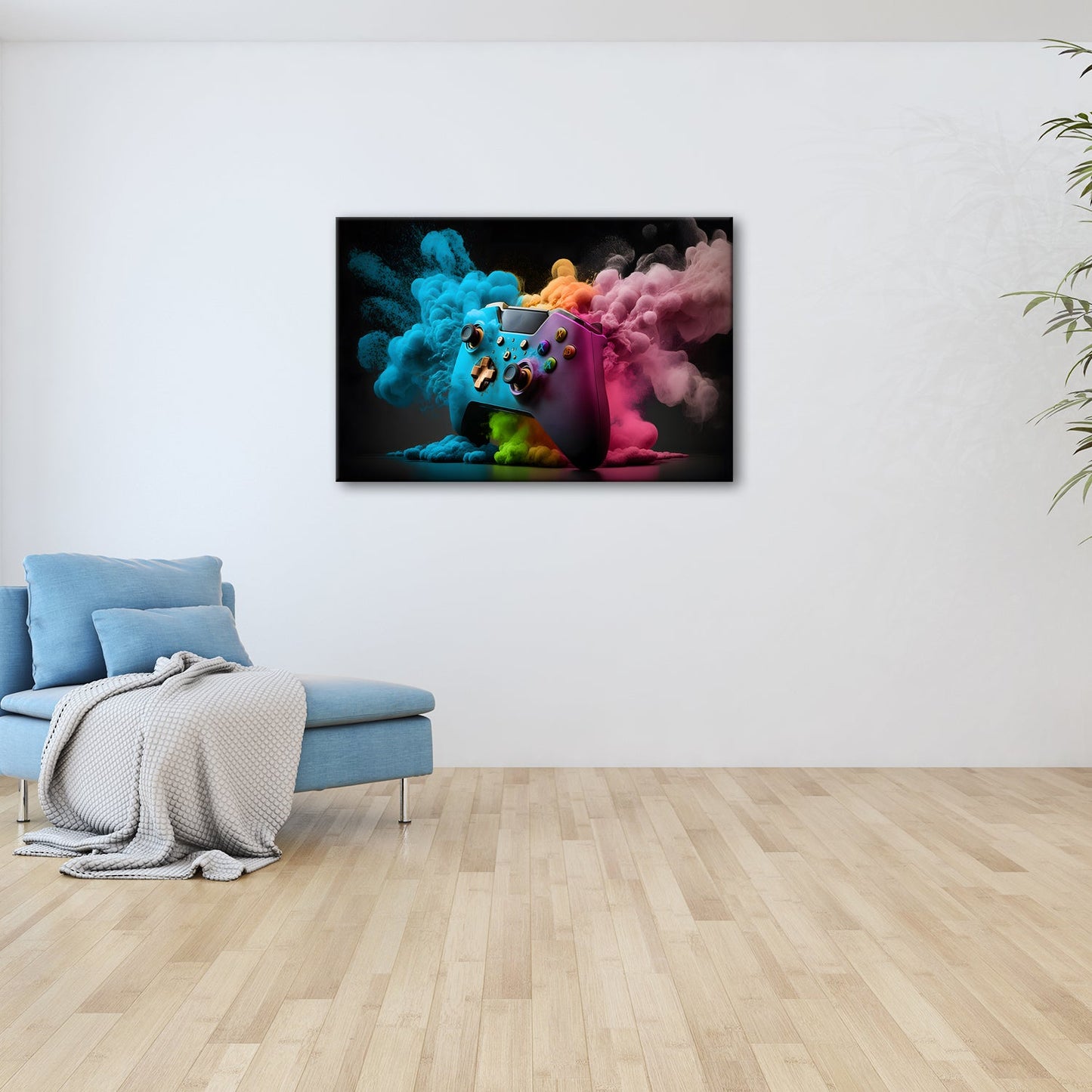Leinwandbild Gaming trifft Farbe – Controller als Kunst in Bewegung. - deyoli