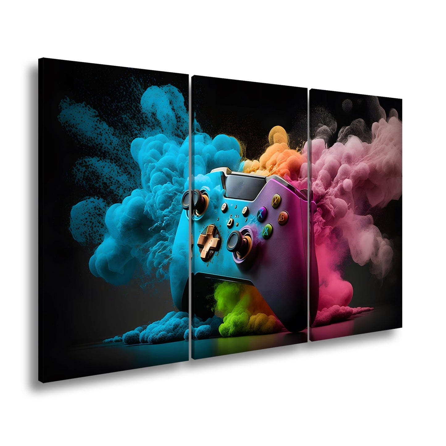 Leinwandbild Gaming trifft Farbe – Controller als Kunst in Bewegung. - deyoli