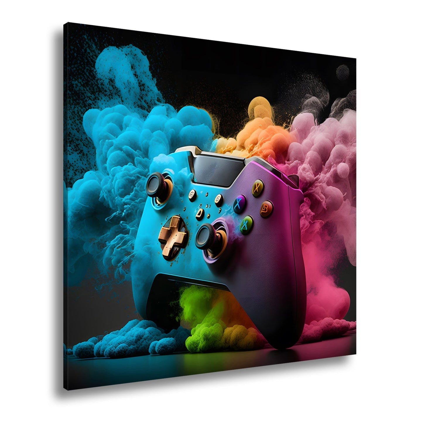 Leinwandbild Gaming trifft Farbe – Controller als Kunst in Bewegung. - deyoli