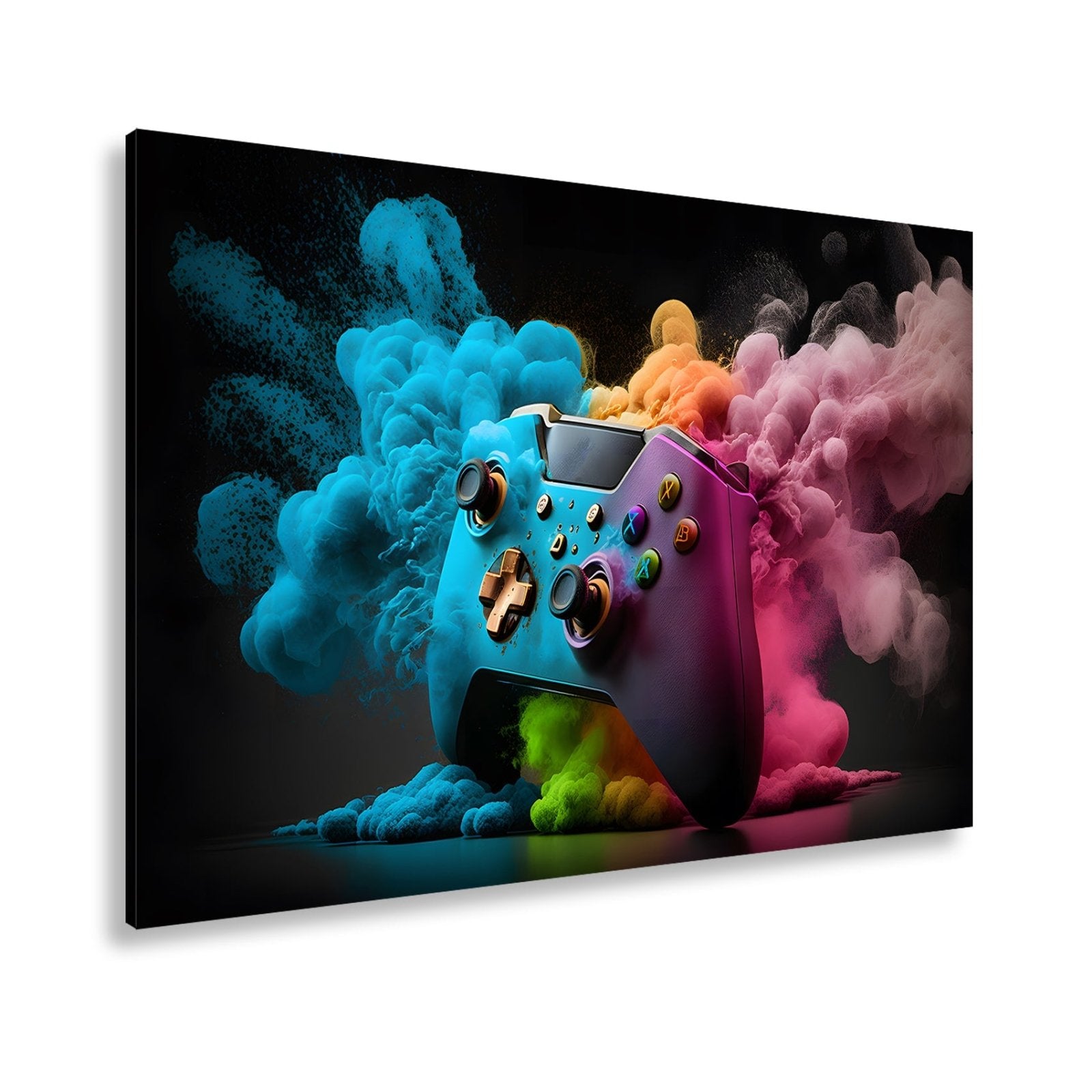 Leinwandbild Gaming trifft Farbe – Controller als Kunst in Bewegung. - deyoli