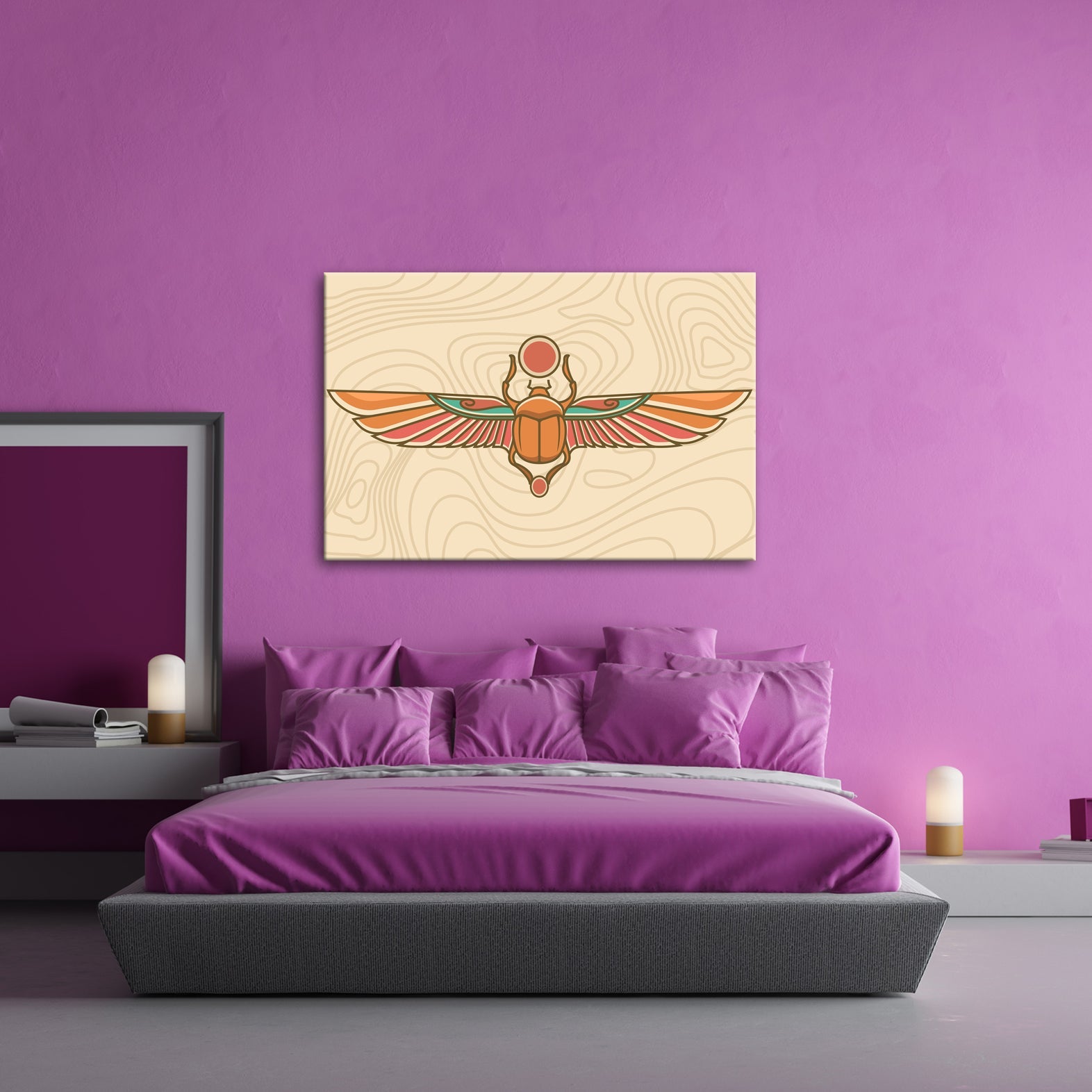Leinwandbild Geflügelter Skarabäus, Symbol uralter Sonnenkraft - deyoli