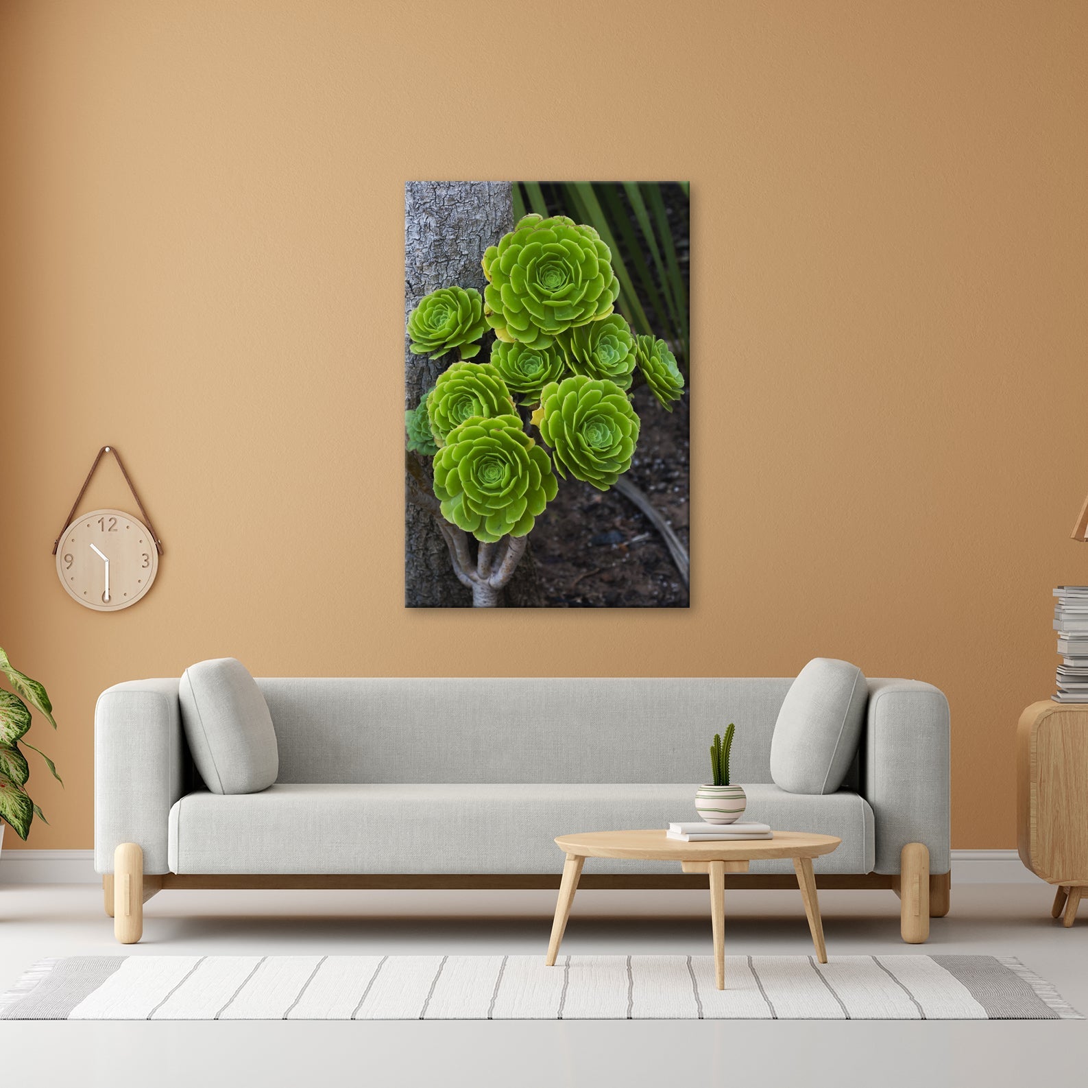 Leinwandbild Geometrie der Natur in saftigem Grün XXL – Pflanzen Wandbild - deyoli