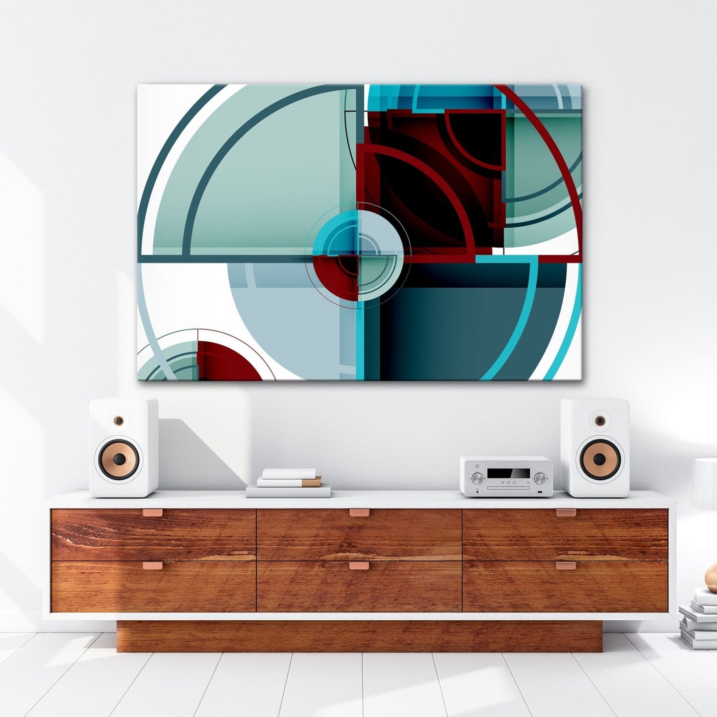 Leinwandbild Geometrie und Farbe in moderner, klarer Komposition - deyoli