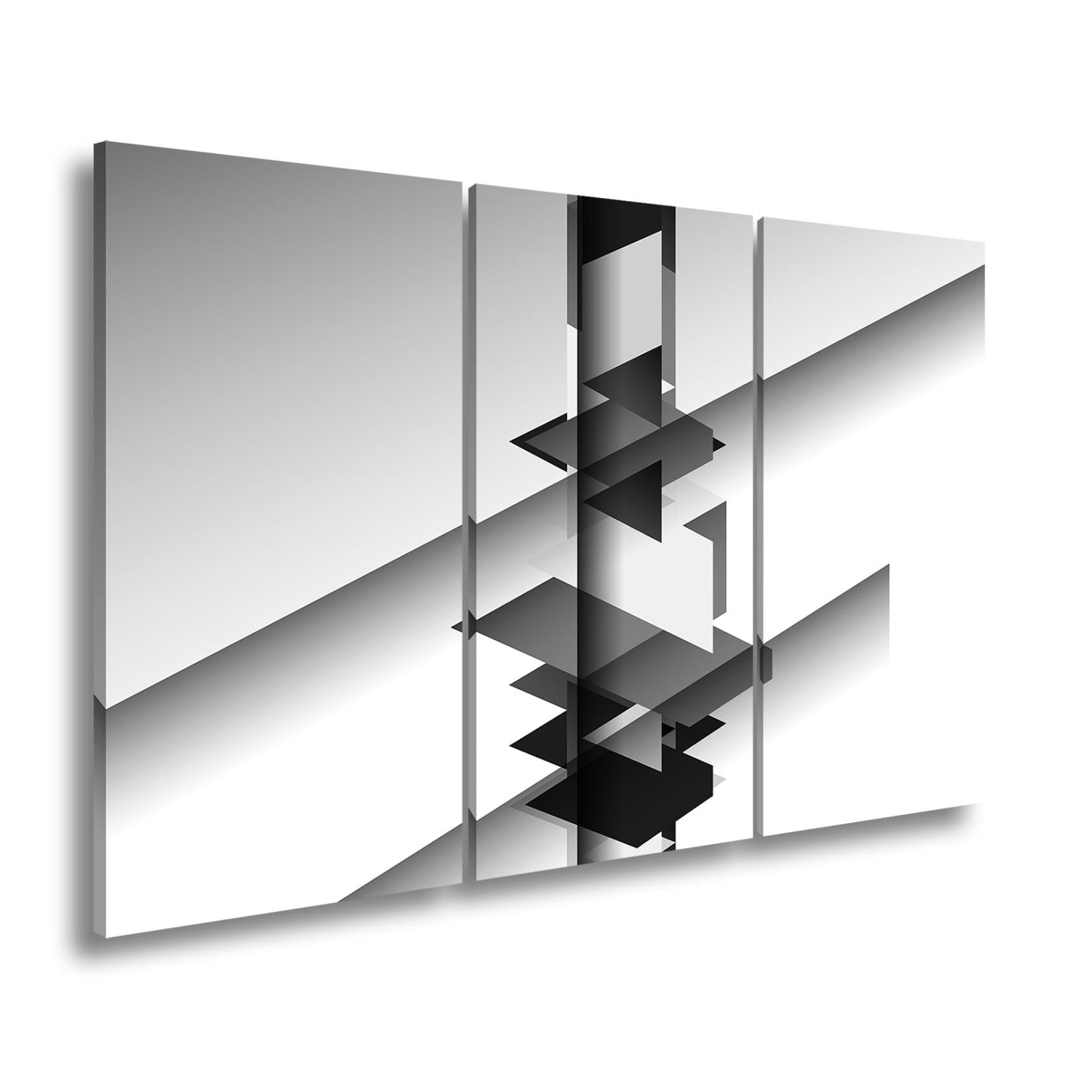 Leinwandbild Geometrische Komposition aus schwarz - weißen Formen schwebender Balance - deyoli