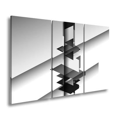 Leinwandbild Geometrische Komposition aus schwarz - weißen Formen schwebender Balance - deyoli