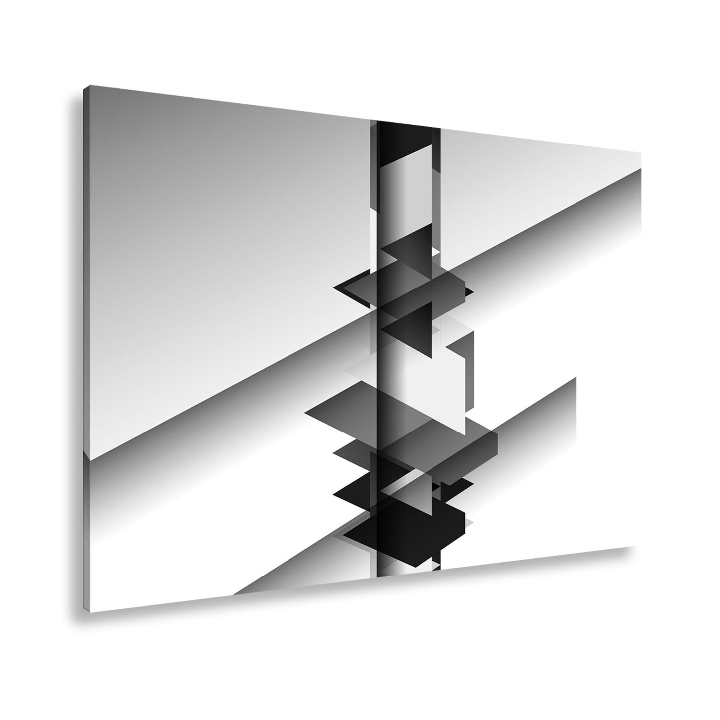 Leinwandbild Geometrische Komposition aus schwarz - weißen Formen schwebender Balance - deyoli