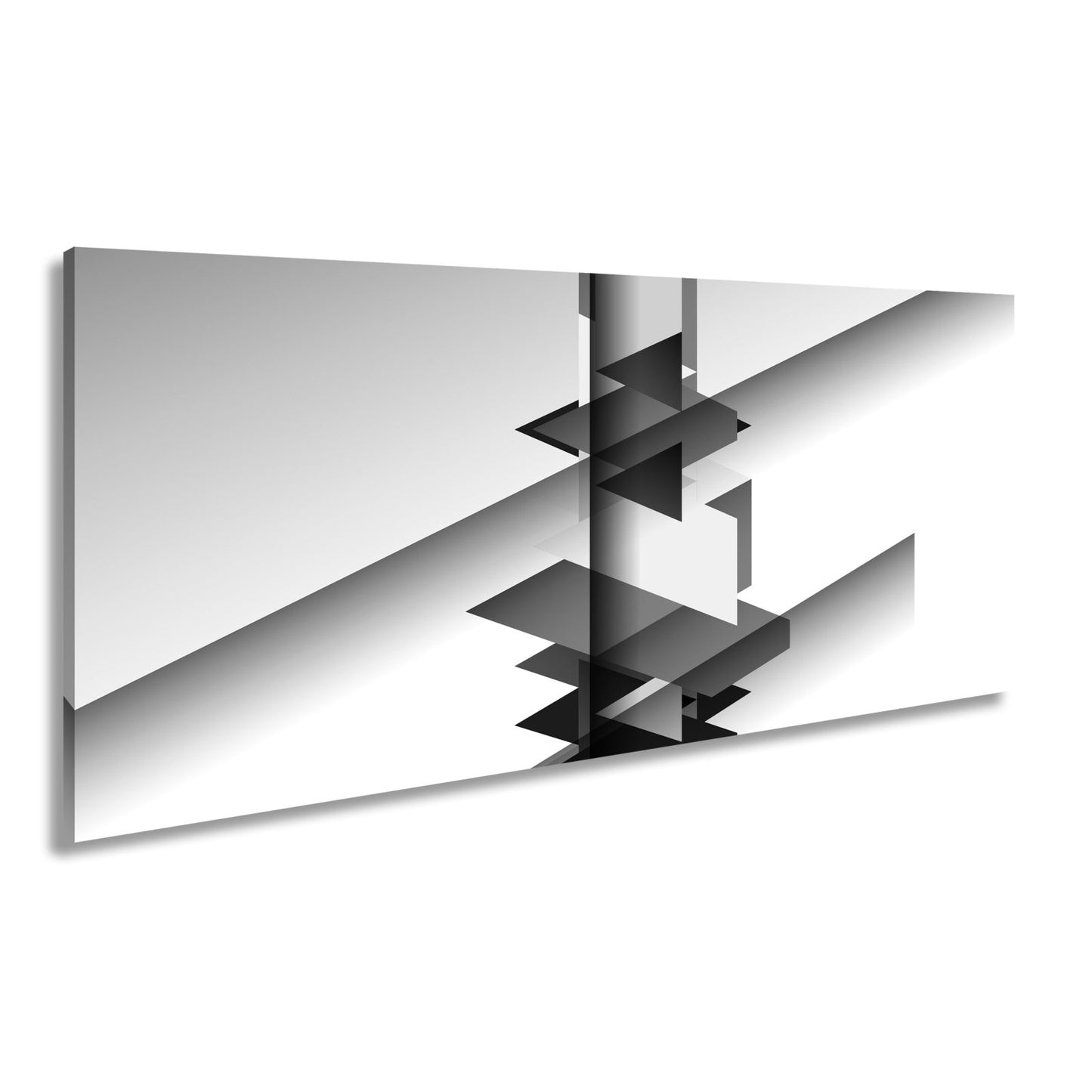 Leinwandbild Geometrische Komposition aus schwarz - weißen Formen schwebender Balance - deyoli