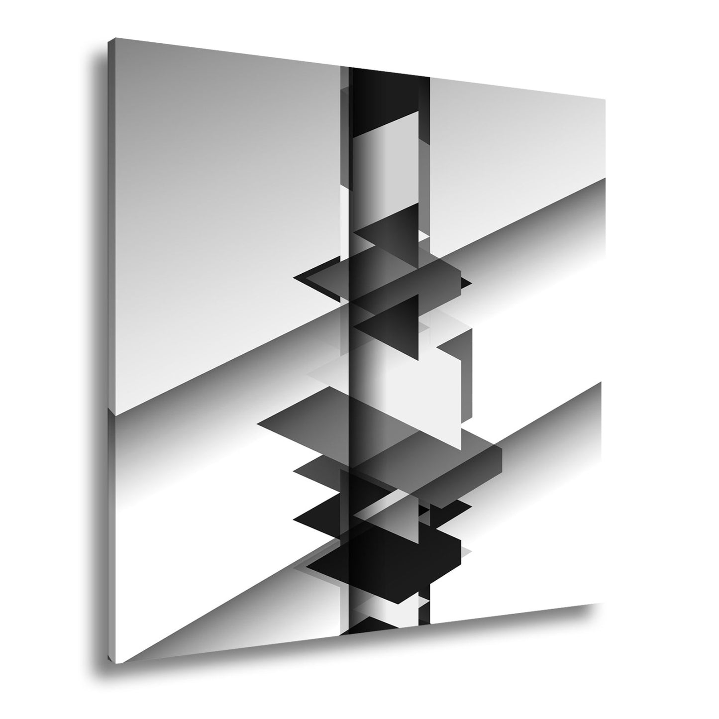 Leinwandbild Geometrische Komposition aus schwarz - weißen Formen schwebender Balance - deyoli