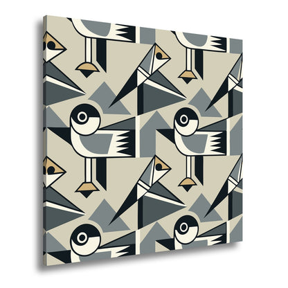 Leinwandbild Geometrische Vögel in modernem Retro - Muster - deyoli