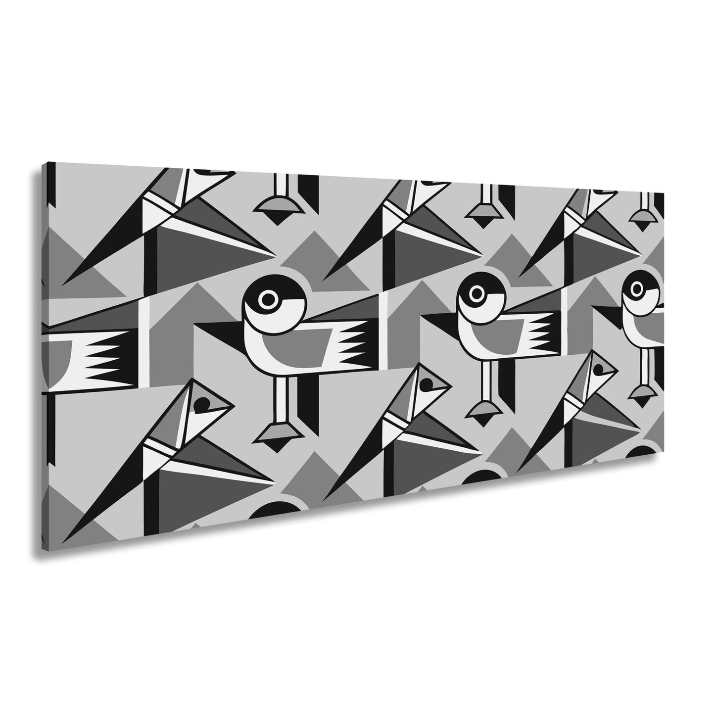 Leinwandbild Geometrische Vögel in modernem Retro - Muster - deyoli