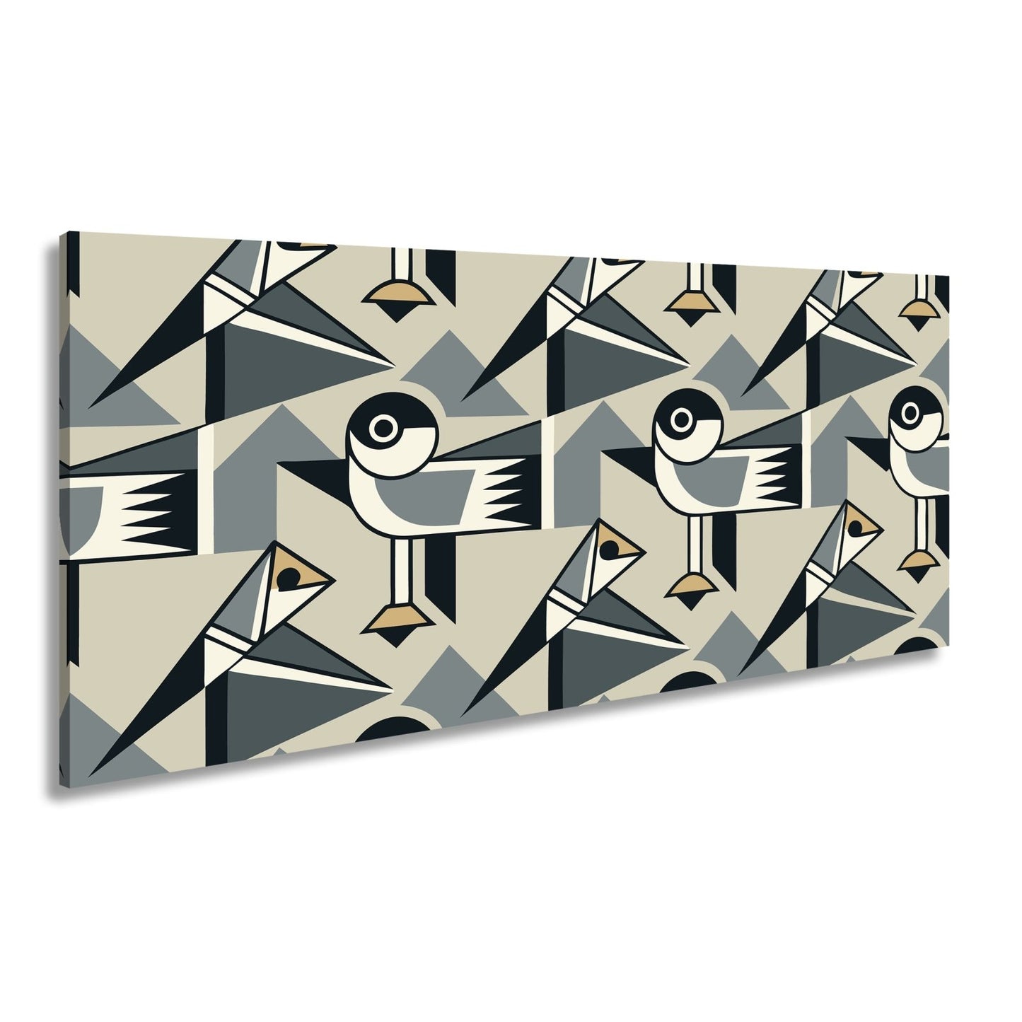 Leinwandbild Geometrische Vögel in modernem Retro - Muster - deyoli