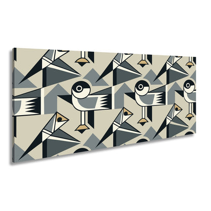Leinwandbild Geometrische Vögel in modernem Retro - Muster - deyoli