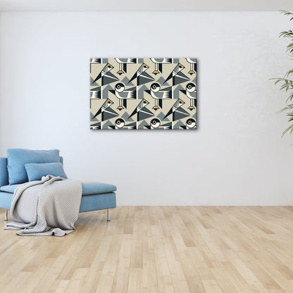 Leinwandbild Geometrische Vögel in modernem Retro - Muster - deyoli
