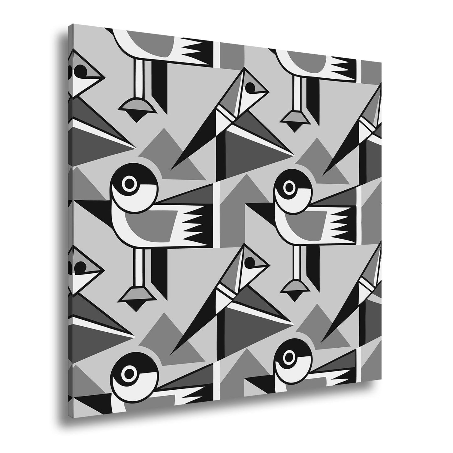 Leinwandbild Geometrische Vögel in modernem Retro - Muster - deyoli