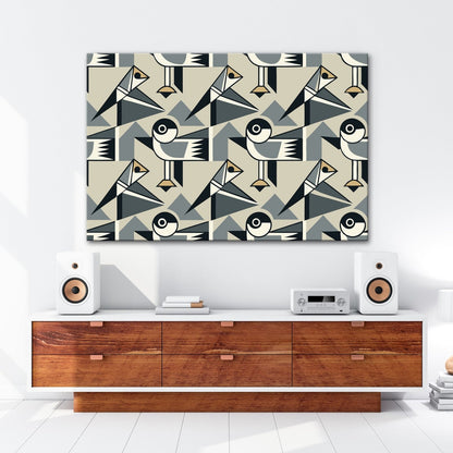 Leinwandbild Geometrische Vögel in modernem Retro - Muster - deyoli