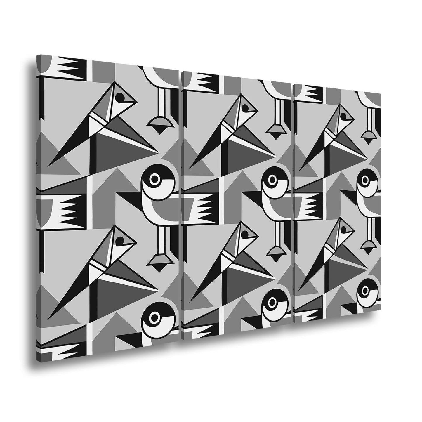 Leinwandbild Geometrische Vögel in modernem Retro - Muster - deyoli