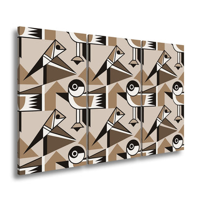 Leinwandbild Geometrische Vögel in modernem Retro - Muster - deyoli