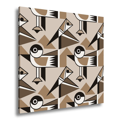 Leinwandbild Geometrische Vögel in modernem Retro - Muster - deyoli