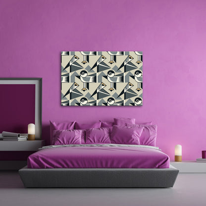 Leinwandbild Geometrische Vögel in modernem Retro - Muster - deyoli