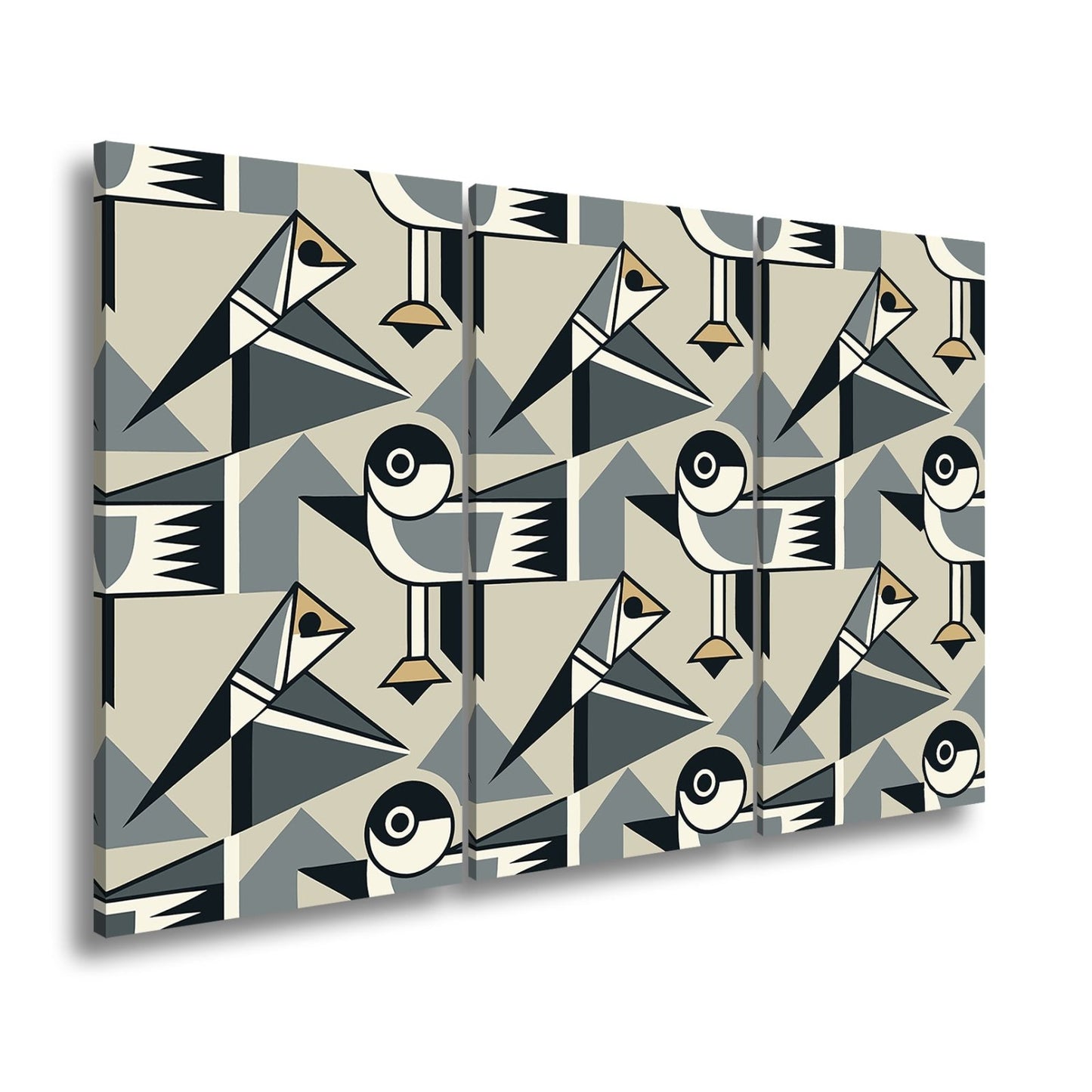 Leinwandbild Geometrische Vögel in modernem Retro - Muster - deyoli