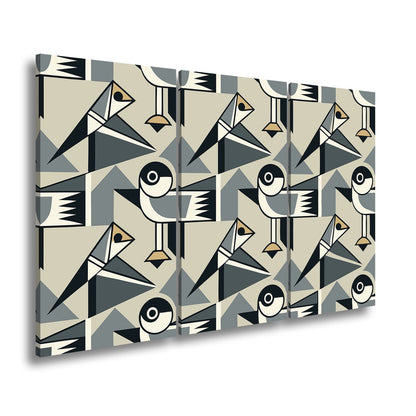 Leinwandbild Geometrische Vögel in modernem Retro - Muster - deyoli