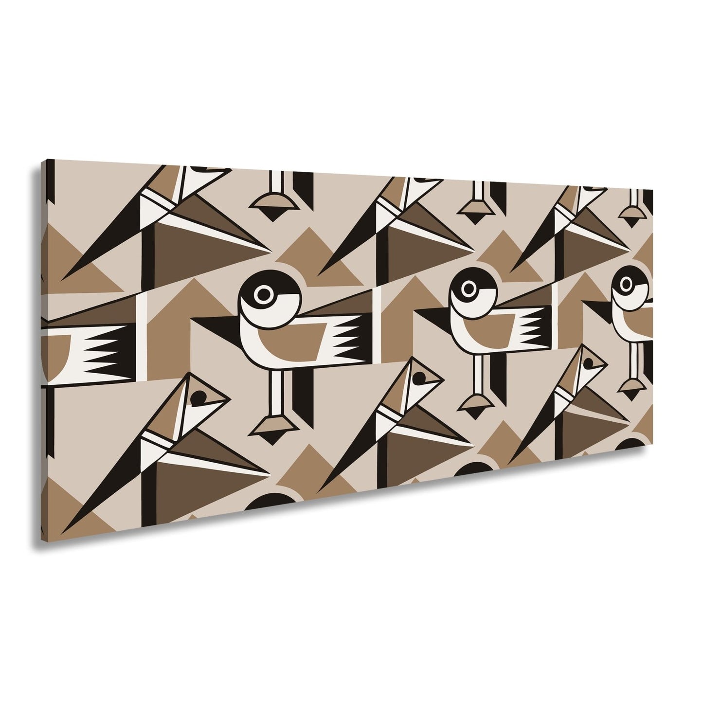 Leinwandbild Geometrische Vögel in modernem Retro - Muster - deyoli
