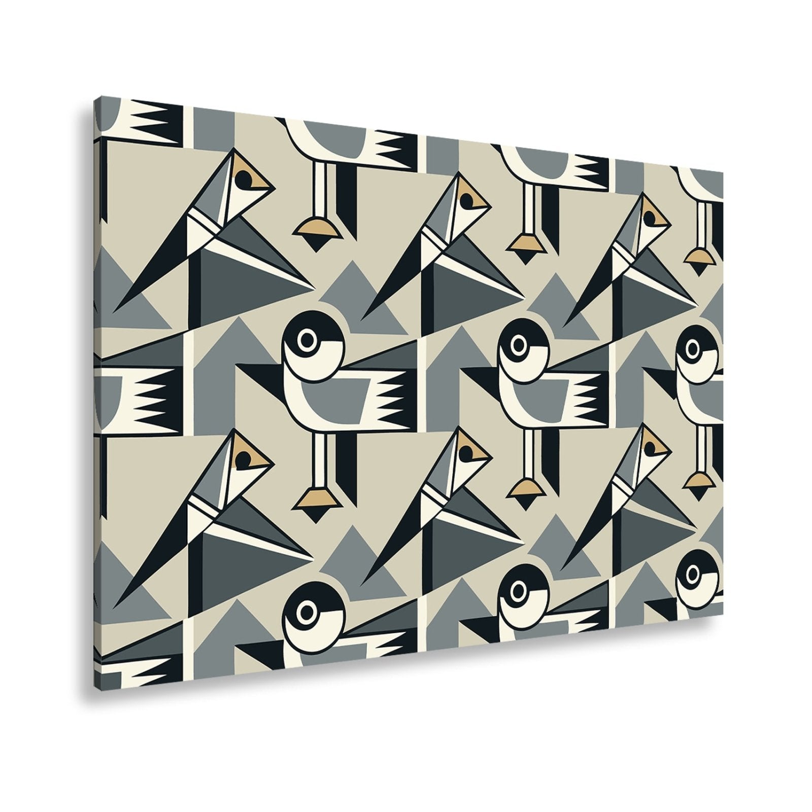 Leinwandbild Geometrische Vögel in modernem Retro - Muster - deyoli