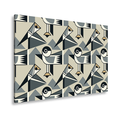 Leinwandbild Geometrische Vögel in modernem Retro - Muster - deyoli
