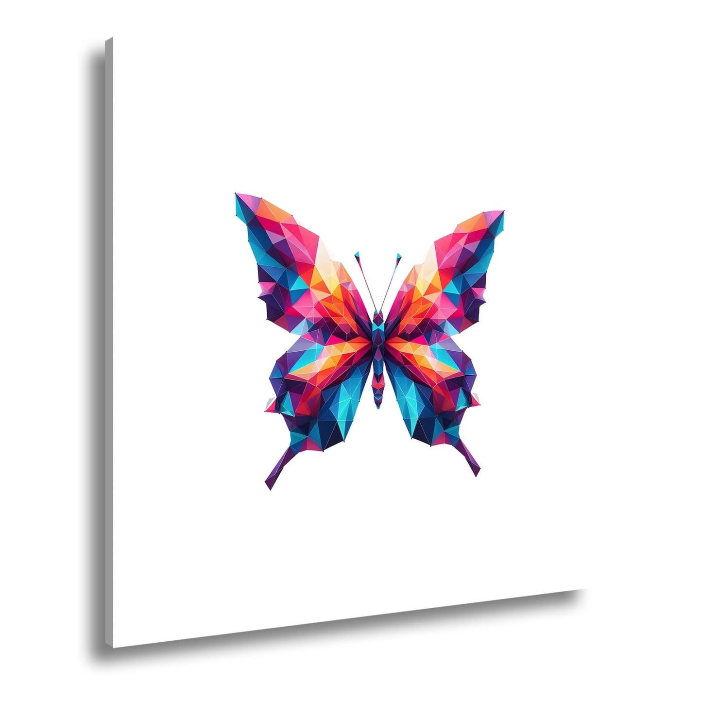 Leinwandbild Geometrischer Schmetterling in knalligen Farbflächen - deyoli
