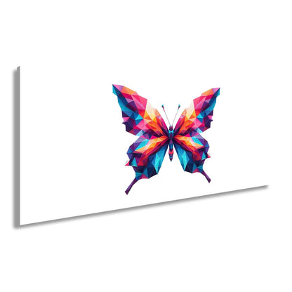 Leinwandbild Geometrischer Schmetterling in knalligen Farbflächen - deyoli