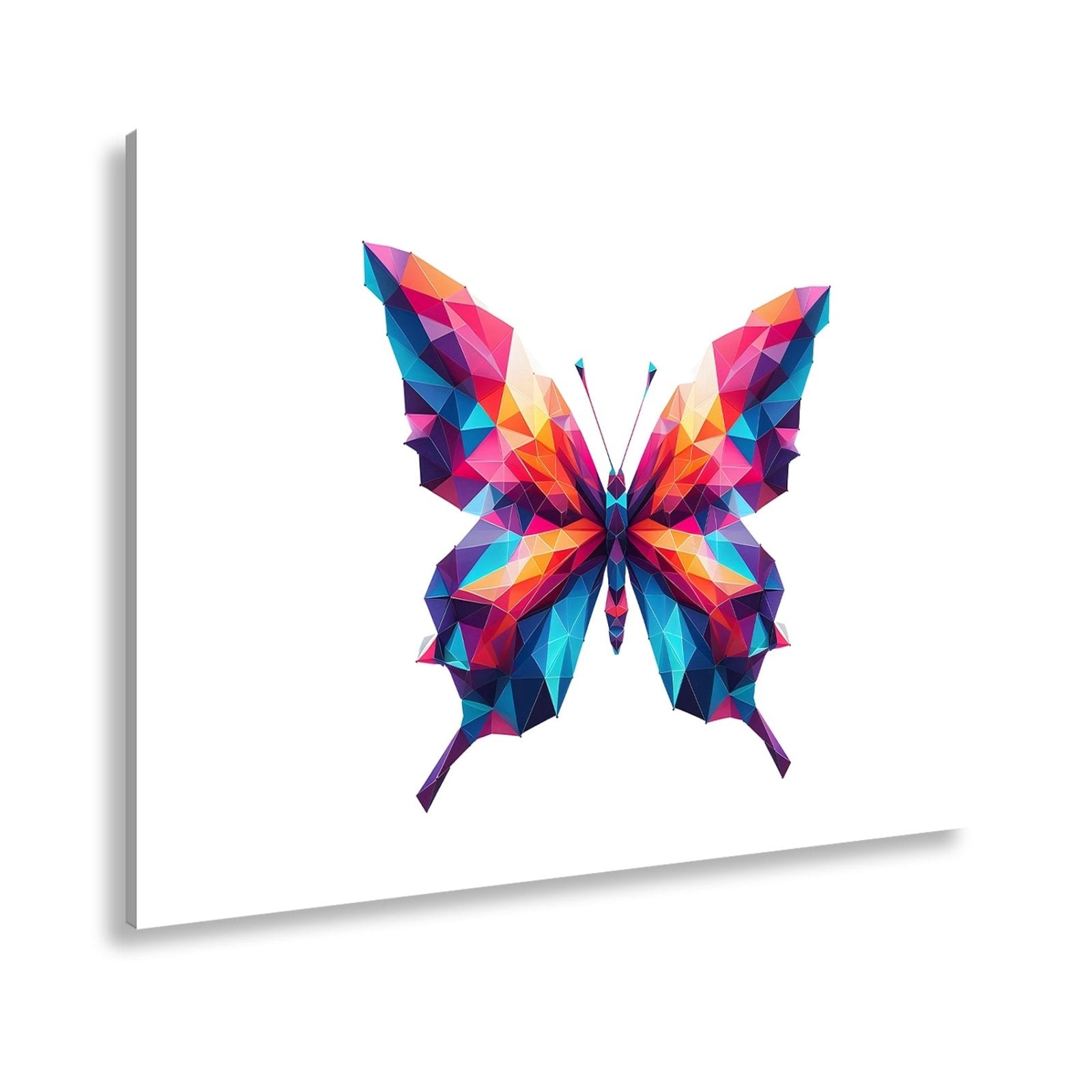 Leinwandbild Geometrischer Schmetterling in knalligen Farbflächen - deyoli