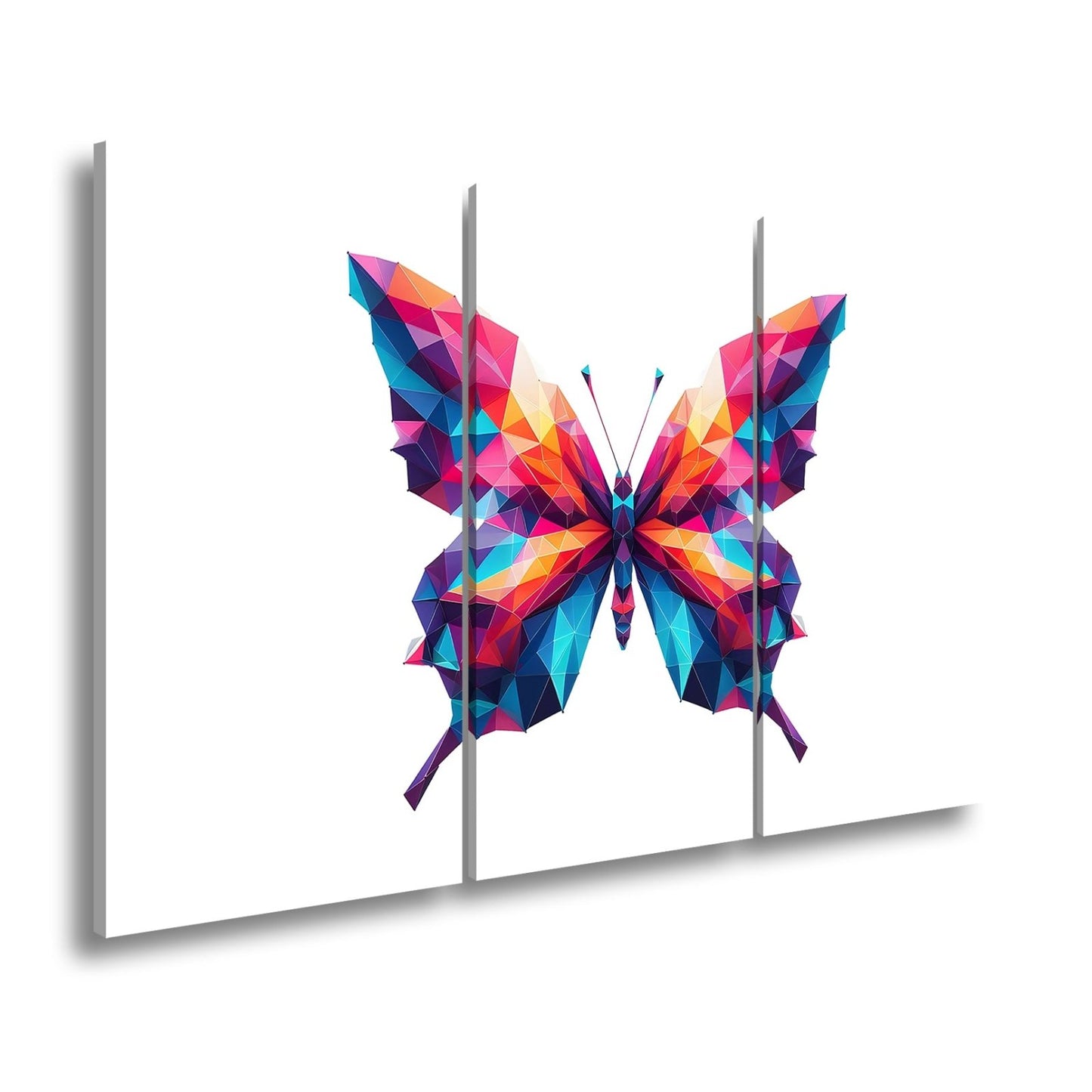 Leinwandbild Geometrischer Schmetterling in knalligen Farbflächen - deyoli