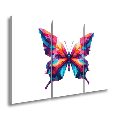 Leinwandbild Geometrischer Schmetterling in knalligen Farbflächen - deyoli