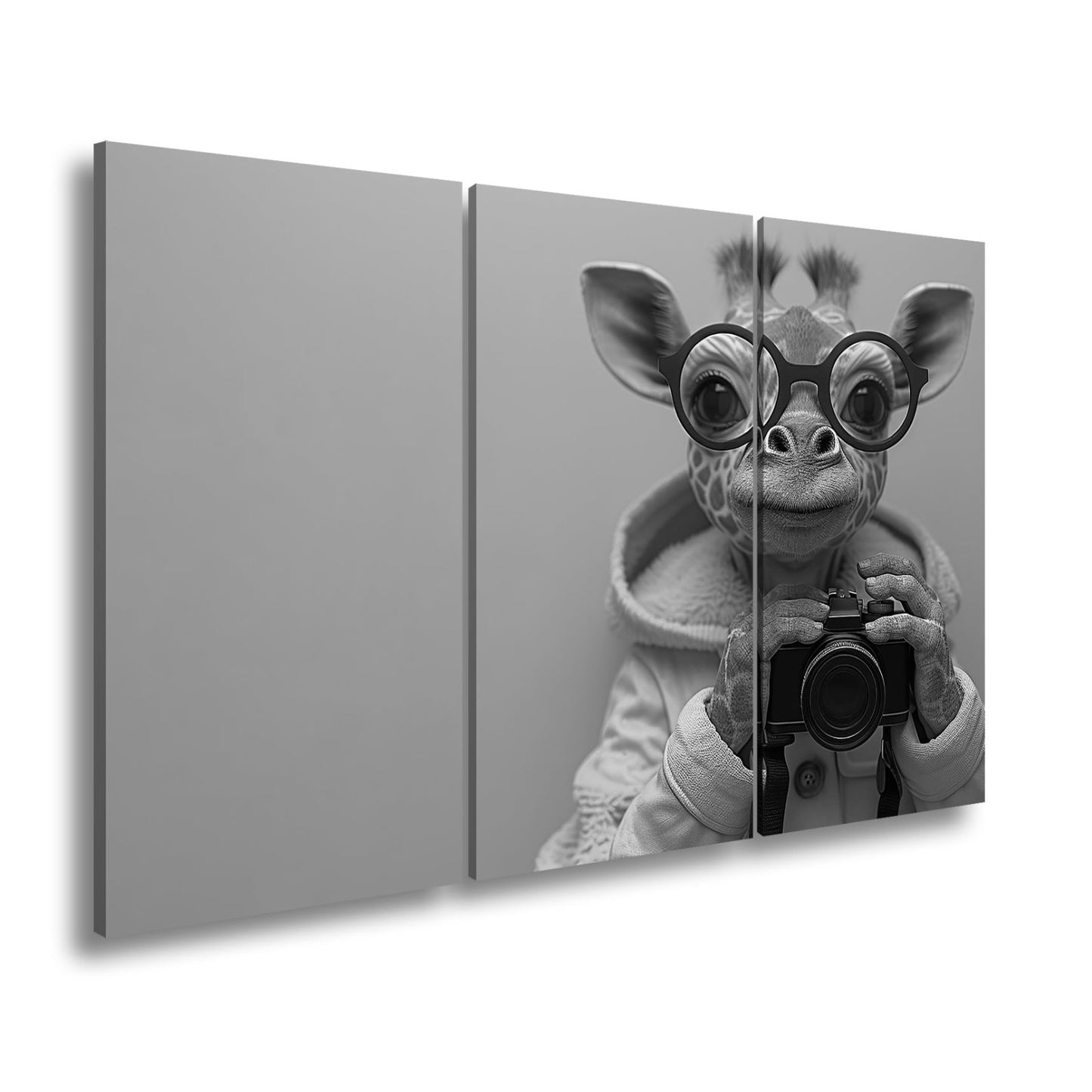Leinwandbild Giraffe im Fotografenlook – charmant, klug, kamerabereit. - deyoli