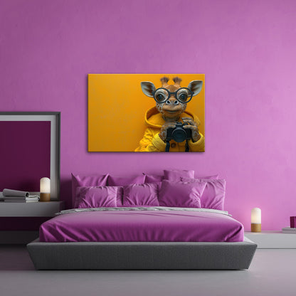 Leinwandbild Giraffe im Fotografenlook – charmant, klug, kamerabereit. - deyoli